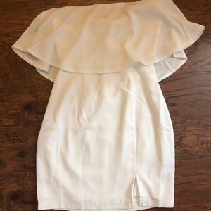 White ruffle tube mini dress. NWT